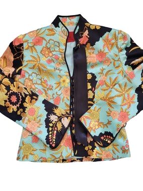 Floral Kimono Style Jacket By Js Collections Size Medium